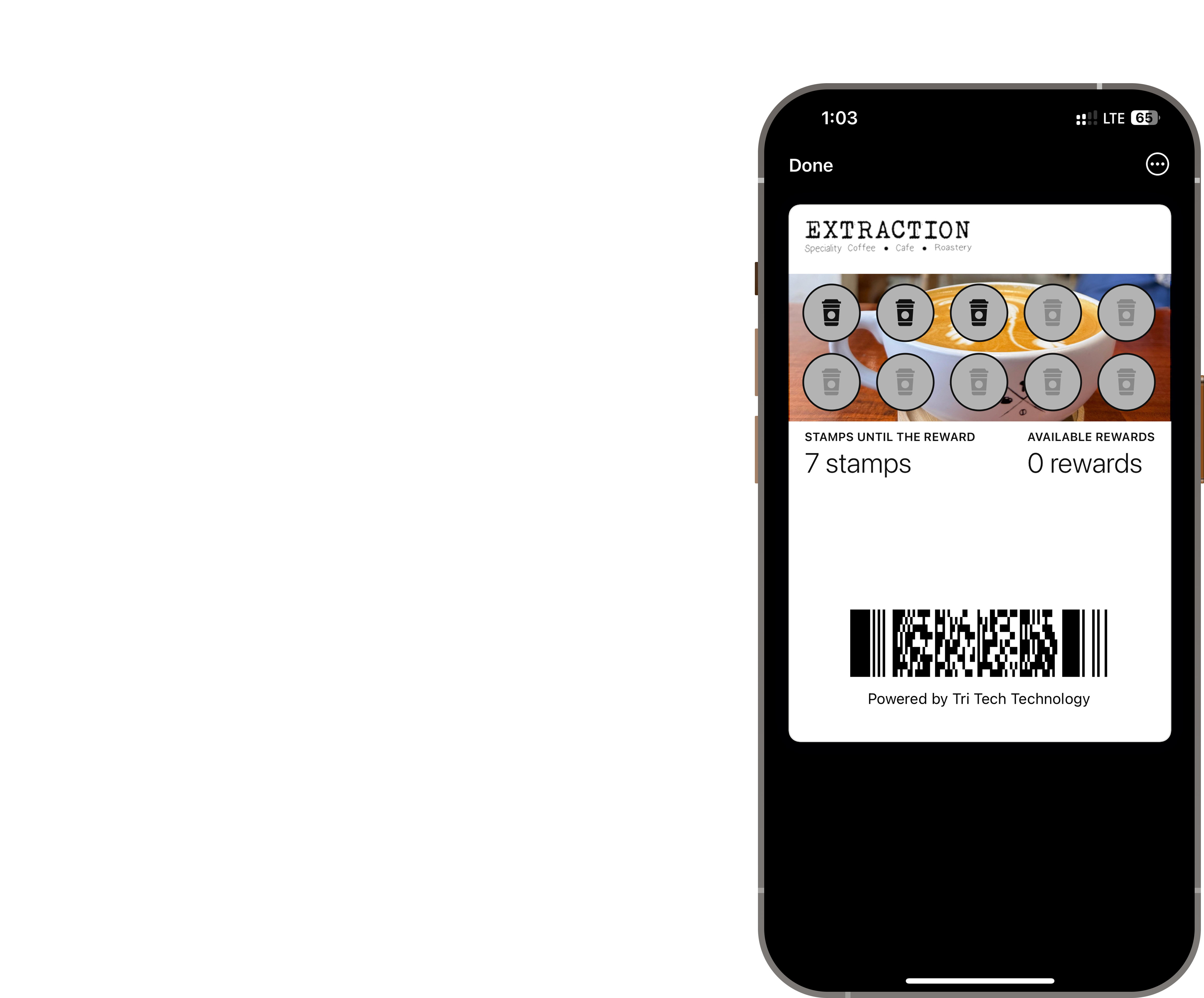 TTT Loyalty card design for a coffee shop customer
